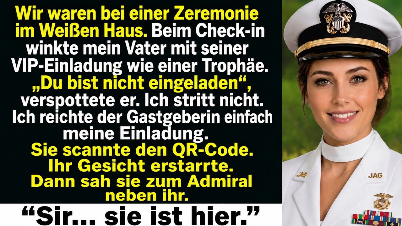 „Du wurdest nicht eingeladen.“ Mein Vater schwenkte seine VIP-Einladung vor meinem Gesicht, direkt vor dem Eingang des Weißen Hauses, zwischen Sicherheitskontrollen und neugierigen Blicken. Meine...