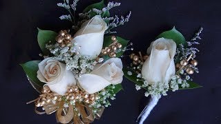 How to make corsage and boutonniere set for prom or wedding