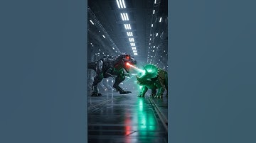 T-REX ROBOT FIGHTING A TRICERATOPS ROBOT 🤖 🤖 🤖 #robot #robots #gaming #MagicOnShorts #DreamScreenAI