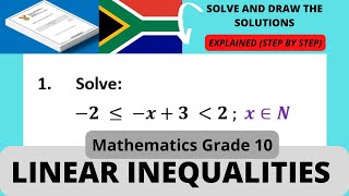 Linear Inequalities : Finding the solution (Interval notation and Number line) - Grade 10