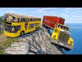 Deadly Full Loaded School Bus &amp; Tasty Cola Truck on Dangerous Cliff Roads | BeamNG.drive #125