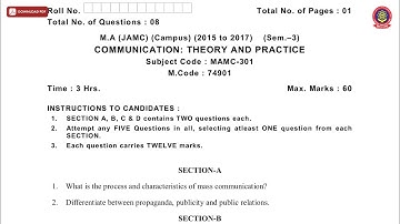 MA JAMC 1ST SEM COMMUNICATION THEORY AND PRACTICE MAY 2019 | PTU
