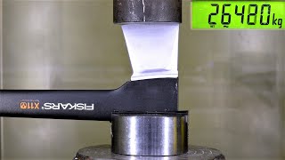 How Strong is a STEEL AXE Hydraulic Press Test!