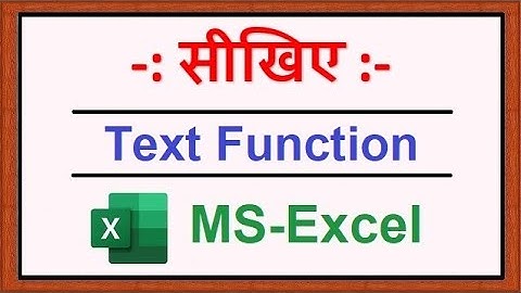 Text Function in MS Excel (हिंदी में) - RahulOnlineClass