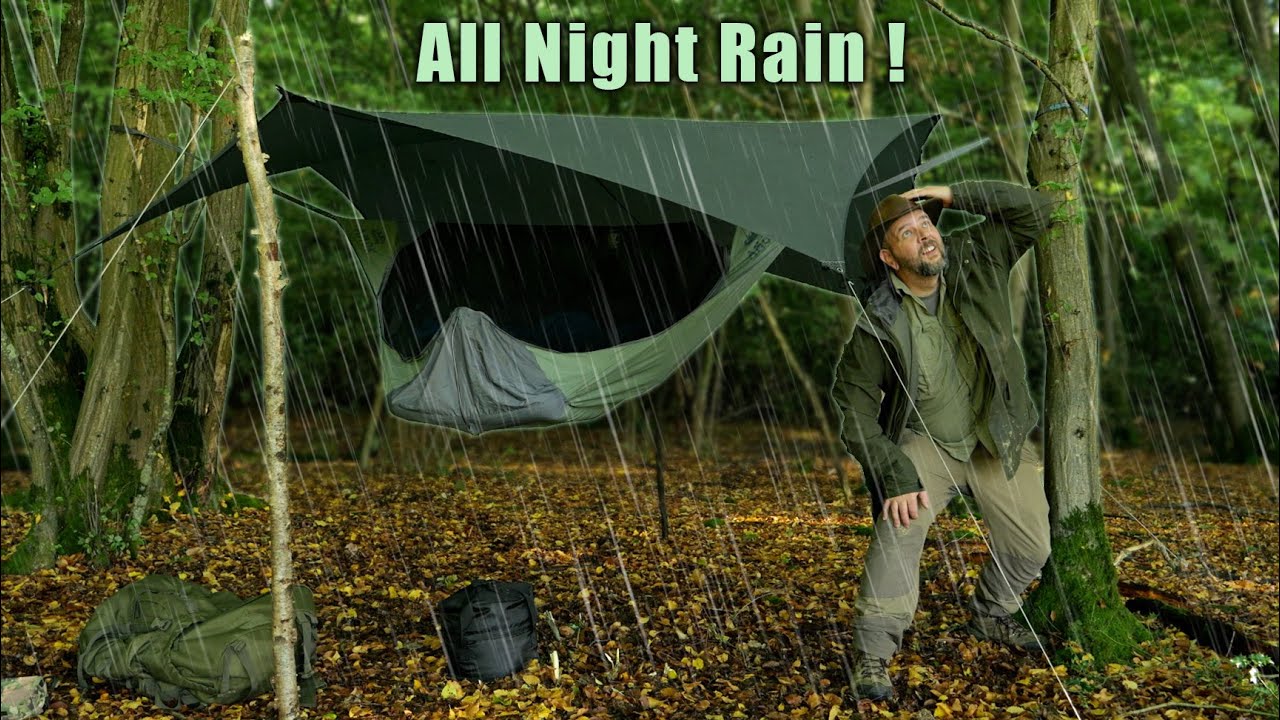First Rainy solo Camp in my own woodland - YouTube