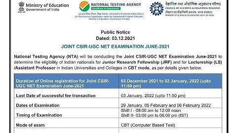 Finally CSIR NET June 2021 Exam Date Announced ◆ Last Date: Jan 02, 2022, Online Application Started