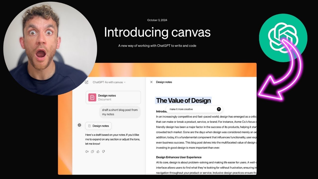 OpenAI Just Changed ChatGPT FOREVER (Canvas)! 🤯 - YouTube