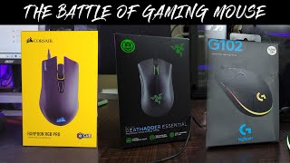 Razer Deathadder vs Logitech 102 vs Corsair Hrpoon Pro Comparison | Battle of Budget Gaming Mouse