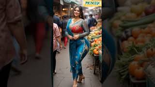 Indian Lady In The Market Walking Around