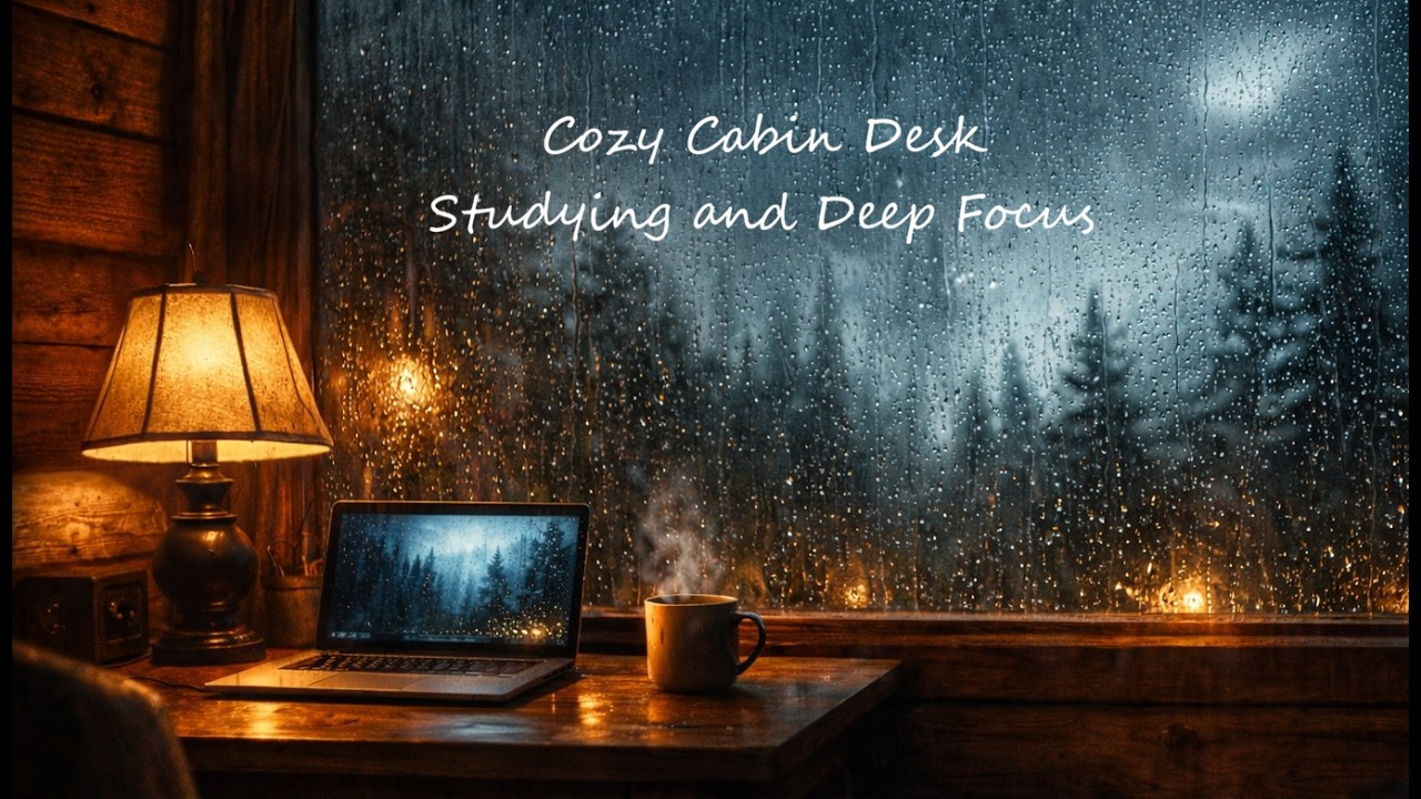 Deep Focus Music for Studying 📚 | Rainy Cabin Night LoFi (2 Hours)