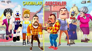 GERÇEK ve ÇAKMA KÖTÜLER KAPIŞMASI   Dark Riddle  Hello Neighbor  Ice Scream 8