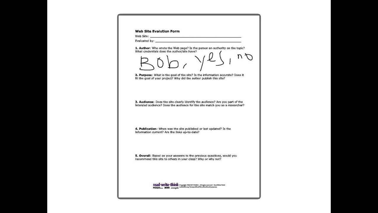 Evaluating Sources Worksheet Instructions - YouTube