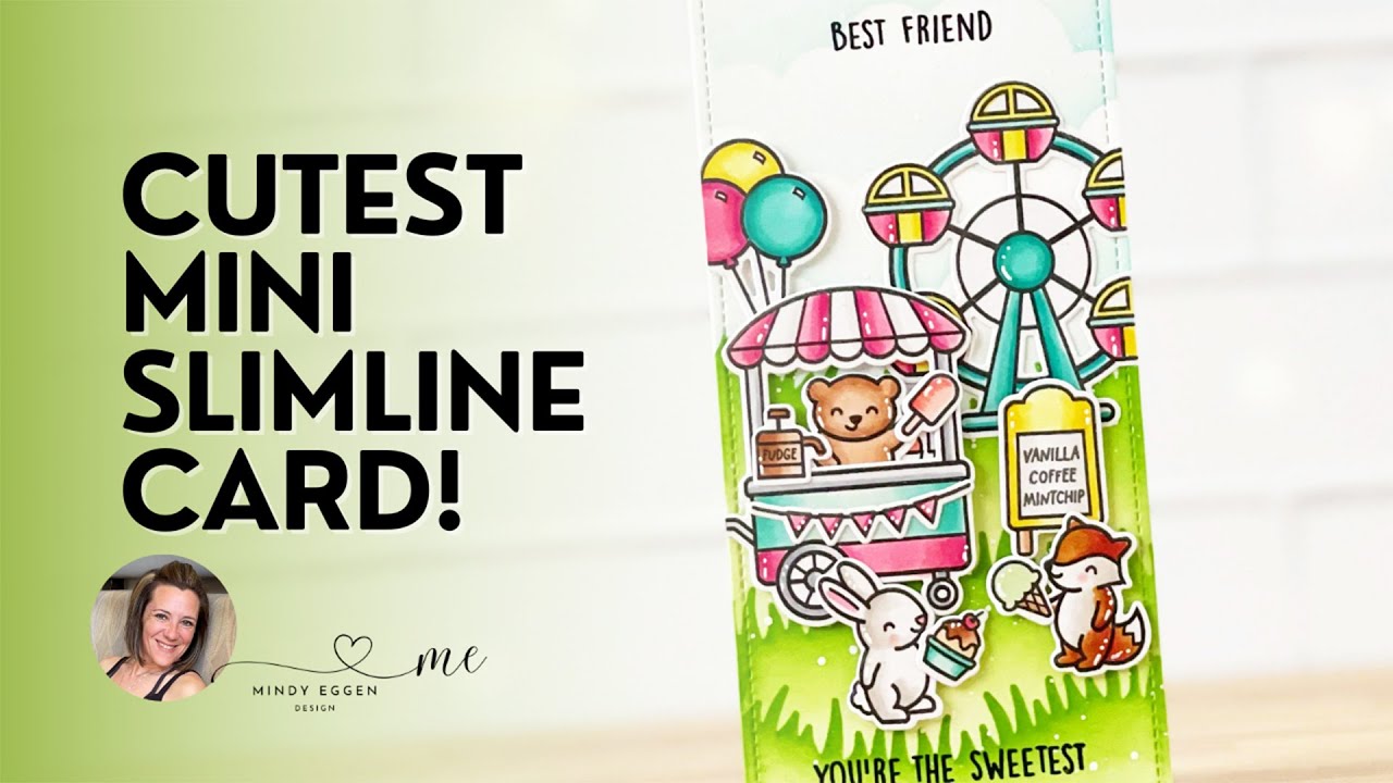 Create The Cutest Mini Slimline Card ! | Lawn Fawn Carnival Scene