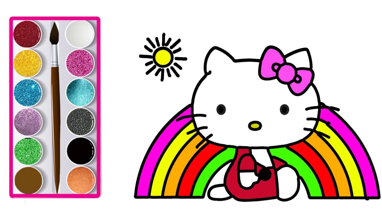 How to draw hello kitty rainbow | Cách vẽ mèo hello kitty cầu vòng đặc sắc smont kids - YouTube