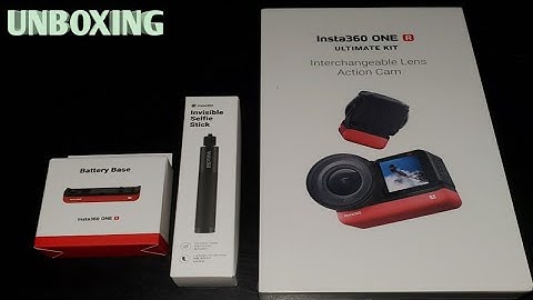 unboxing Insta360 one r ultimate kit Interchangeable lens action cam and battery base selfie stick