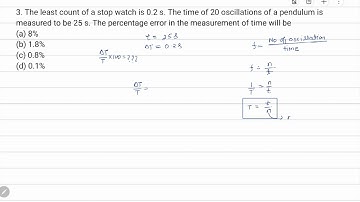 3. The least count of a stop watch is 0.2 s. The time of 20 oscillations of a pendulum is measured..