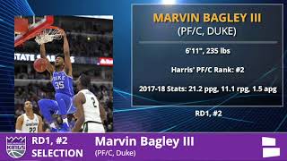 Sacramento Kings Select Marvin Bagley From Duke With Pick #2 In 1st Round Of 2018 NBA Draft