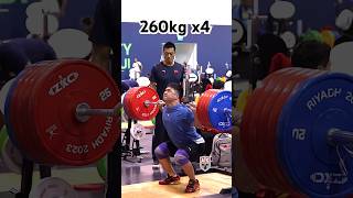 Tian Tao (89kg 🇨🇳) 260kg / 573lbs x4 Squat! #backsquat #squats #weightlifting