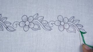 Very Beautiful Borderline Embroidery Tutorial, New Border Design, Hand Embroidery Design