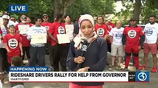 Uber, Lyft drivers rally for help in Hartford amid rising gas prices, fees