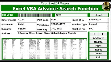 How to Create Advanced Search Function and Add Data, Delete, Update in Excel Using VBA - Part 1 of 2