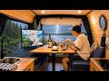 Heavy Rain by the RIVER☔️ | Solo Camping in a Van, Relaxing sounds ASMR