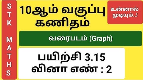 10th Maths Tamil Medium Chapter 3 Graph Exercise 3.15 Sum 2 #10th_maths_tamil_medium #10th_graph