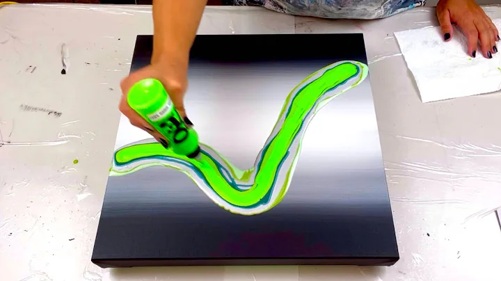 # 497 - MONOCHROMATIC Blending + Neon Green Blow Out!  Acrylic Pouring - Fluid Art