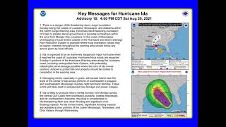 Hurricane Ida Update - Saturday August 28, 2021 4 p.m. - Category 2 Strength - 105 MPH Winds