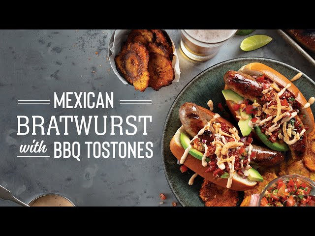 Mexican Bratwurst Dog with BBQ Tostones - YouTube