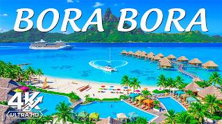 BORA BORA 4K Aerial 🇵🇫 Looks UNREAL, Turquoise Lagoon & Paradise Villas