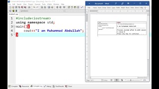 How to save c++  code and result screen  in word file
