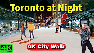 【4K】SATURDAY NIGHT DOWNTOWN TORONTO CITY NIGHT WALK | CN TOWER