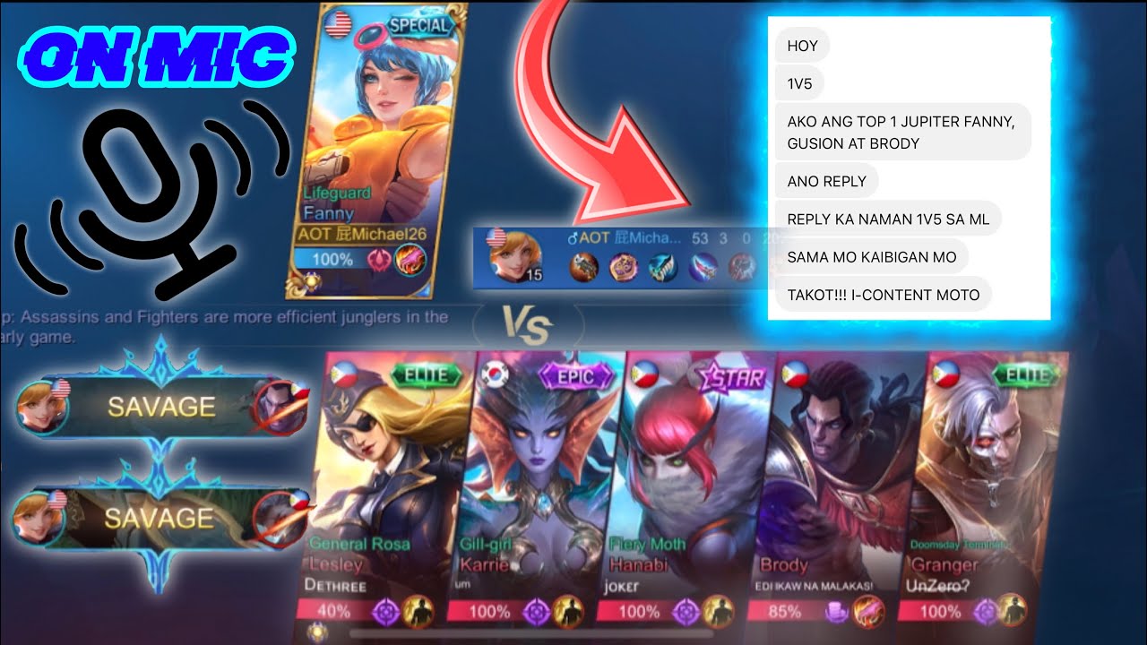 TRASHTALKER NANG-HAMON NG 1v5 SA ML!!! || FANNY VS 5 MARKSMAN || Mobile Legends: Bang Bang