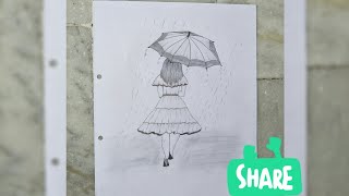 Easy Drawings Girl With Umbrella 3