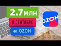 Продажи на Озон за сентябрь 2023 - заказы на 2.7 млн рублей