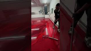 RED Epoxy Floor Transformation! Metallic💥🌶🔥 #theepoxypros  #epoxyflooring  #epoxy