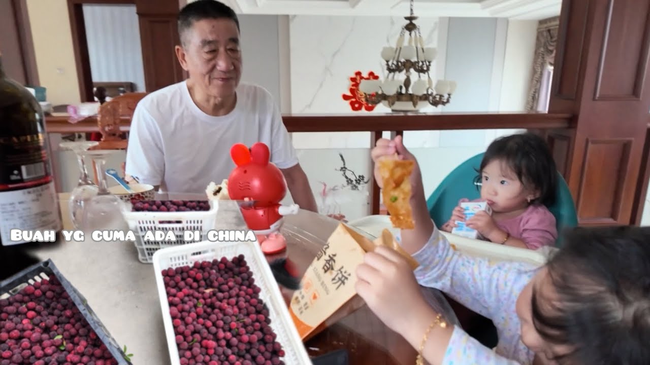 SAYANG NYA PAPA MERTUA 🇨🇳 KE ANAK2 AKU ,  SELALU BANTU SUAPIN MAKAN🤍 buah yangmei cuma ada di china