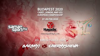 Karate WKF 2020 Budapest - Baranyi Zsófia vs Chernysheva Anna - U21 Kumite Female -55kg Final