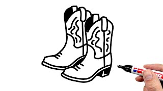 How to Draw Cowboy Boots How To Draw A Cowboy Boot Step By Step