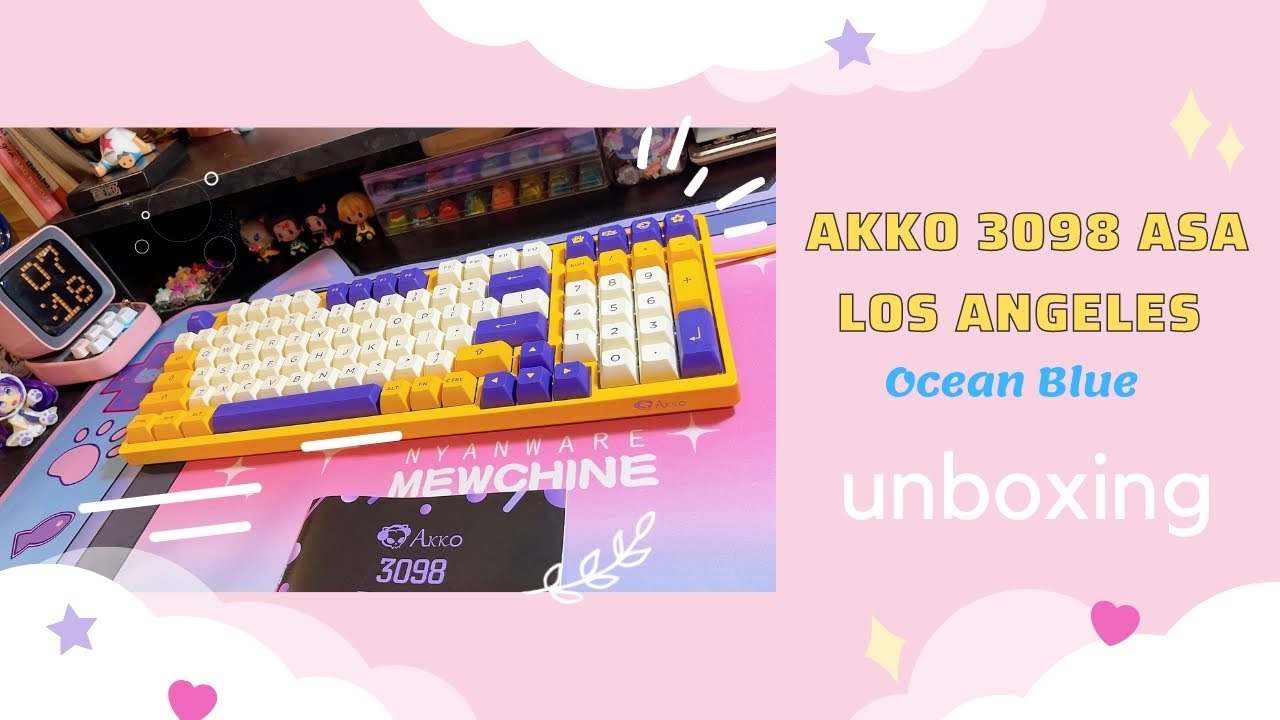 Akko 3098 ASA Los Angeles Unbox 💌 Ocean Blue Switches | Typing Sounds Test