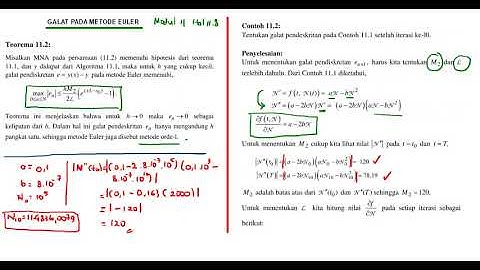 Pembahasan Contoh 11.2 - Galat pada Metode Euler