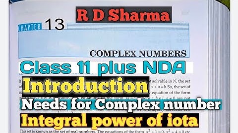 RD Sharma Class 11 Chapter 13 (Complex Number ) |Introduction |NDA |Airforce |Navy