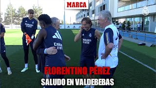 Florentino muestra su apoyo a la plantilla en Valdebebas I MARCA