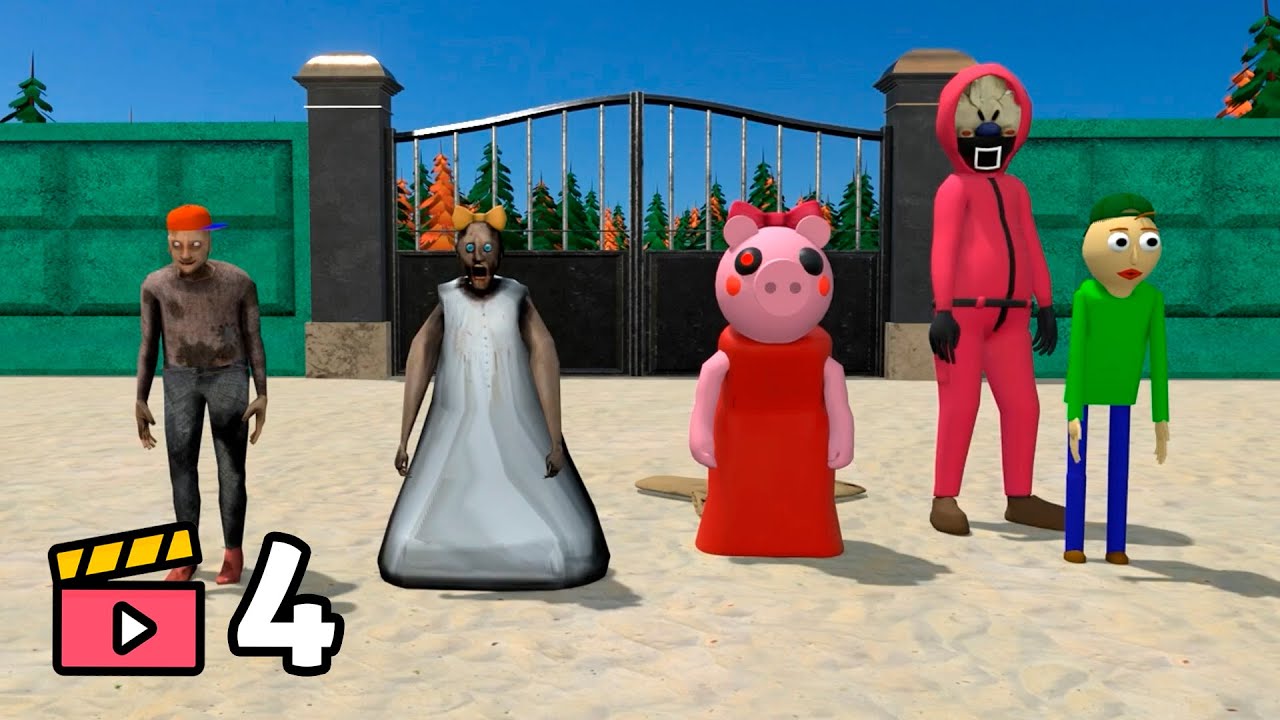 Granny vs Squid Game vs Piggy vs Grandpa - funny horror school animation (Compilation #4)