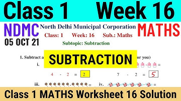 NDMC Class 1 Maths Week 16 Worksheet 16 (5/10/21) || worksheet 16 class 1st maths worksheet Solution