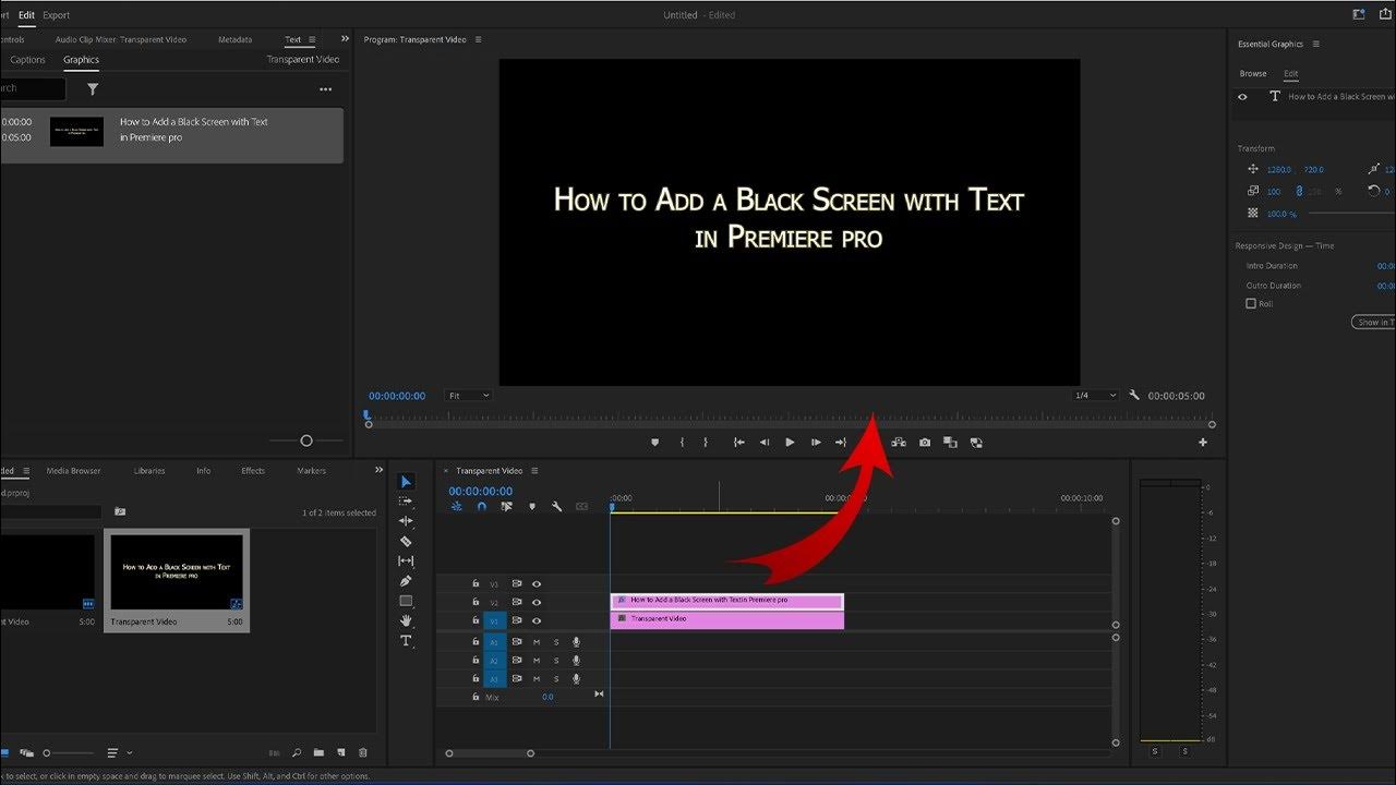 How to Add a Black Screen with Text in Premiere Pro in 1 Minute (Adobe