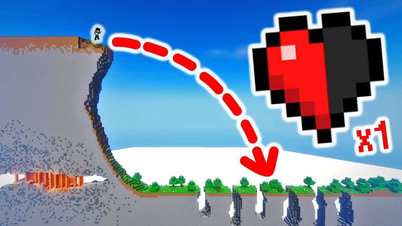 DÉFI: SURVIVRE à cette CHUTE avec 1 DEMI CŒUR ! - CHALLENGE MINECRAFT