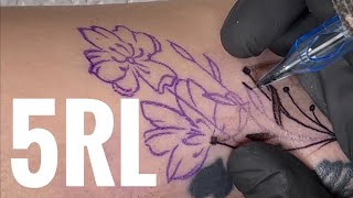 Small flowers and Lettering tattoo | 3x speed