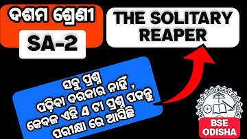 THE SOLITARY REAPER || SA2 CLASS 10TH ENGLISH QUESTION ANSWER || SA2 ENGLISH SUBJECTIVE